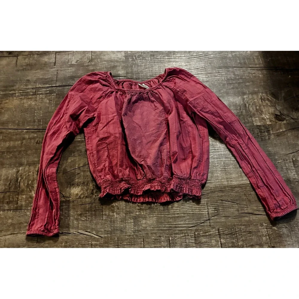 OshKosh B'gosh Girls Textured Long Sleeve Peasant Top Size 14